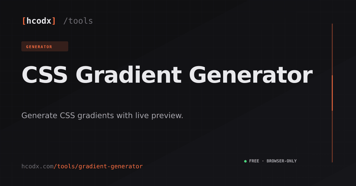 CSS Gradient Generator — Linear, Radial & Conic | HCODX